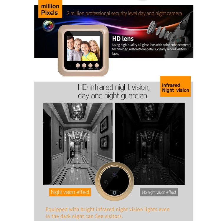 W5 2.4 inch Screen 2.0MP Security Camera No Disturb Peephole Viewer Doorbell, Support TF Card / Night Vision / Video Recording, W5 W5 2.4 inch Screen 2.0MP Security Camera No Disturb Peephole Viewer Doorbell, Support TF Card / Night Vision / Video Recording, W5